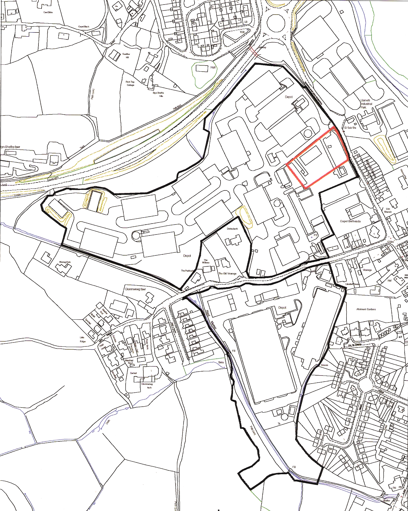 Ordnance Survey map showing the location of the new pitch.